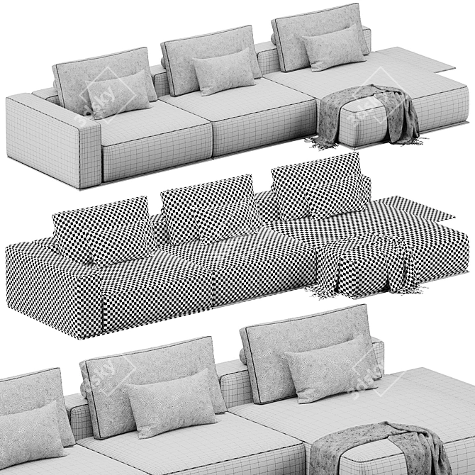 Modern Chaise Lounge 3D Model 3D model image 5