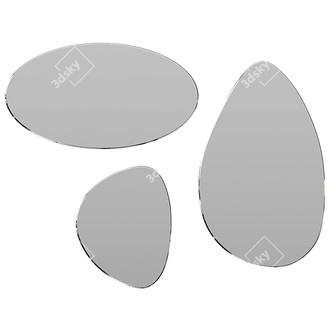 Organic Trio Mirrors for Modern Interiors 3D model image 1