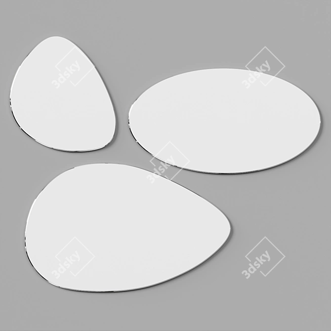 Organic Trio Mirrors for Modern Interiors 3D model image 3