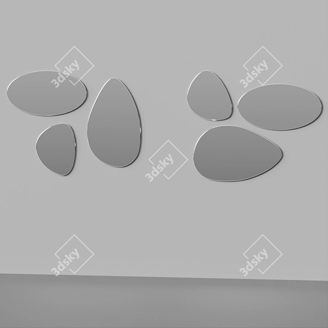 Organic Trio Mirrors for Modern Interiors 3D model image 4