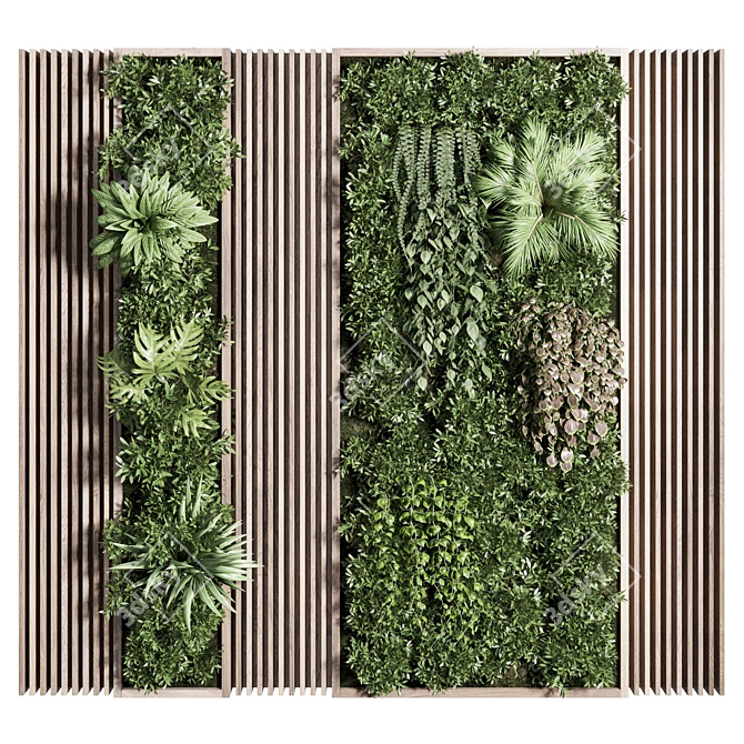 Wooden Frame Vertical Garden Decor 3D model image 2