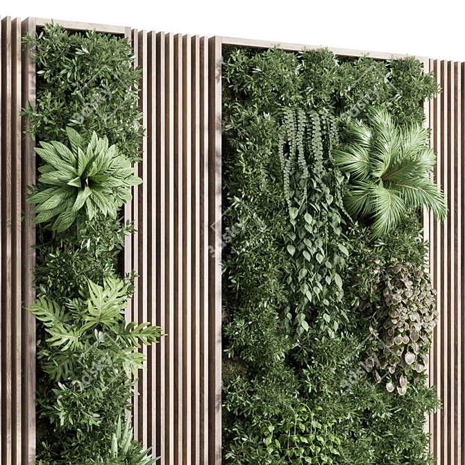 Wooden Frame Vertical Garden Decor 3D model image 3