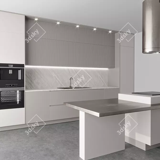 Modern Kitchen 3D Model Set 3D model image 2