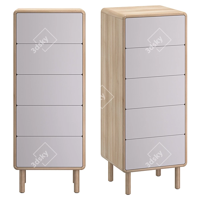 Anielle Ash Wood Commode, White 3D model image 1