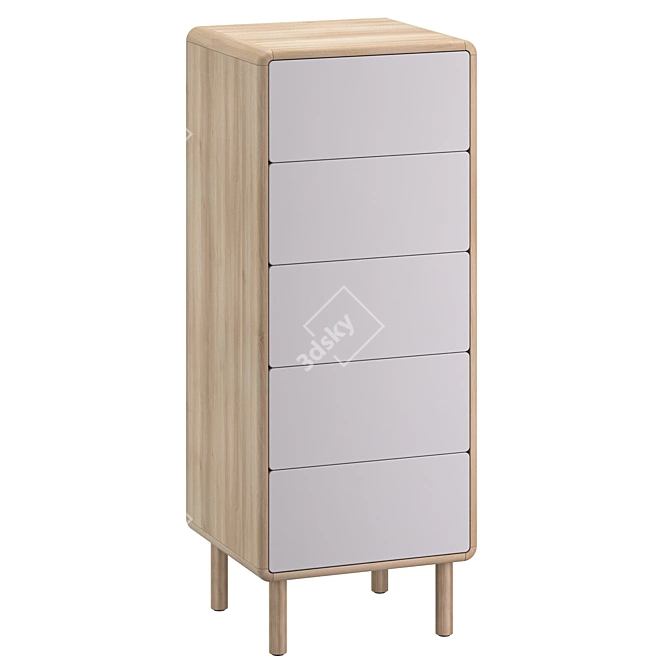 Anielle Ash Wood Commode, White 3D model image 2