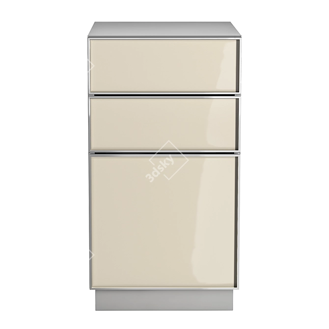 Sleek Steel 3 Drawer File 3D model image 2