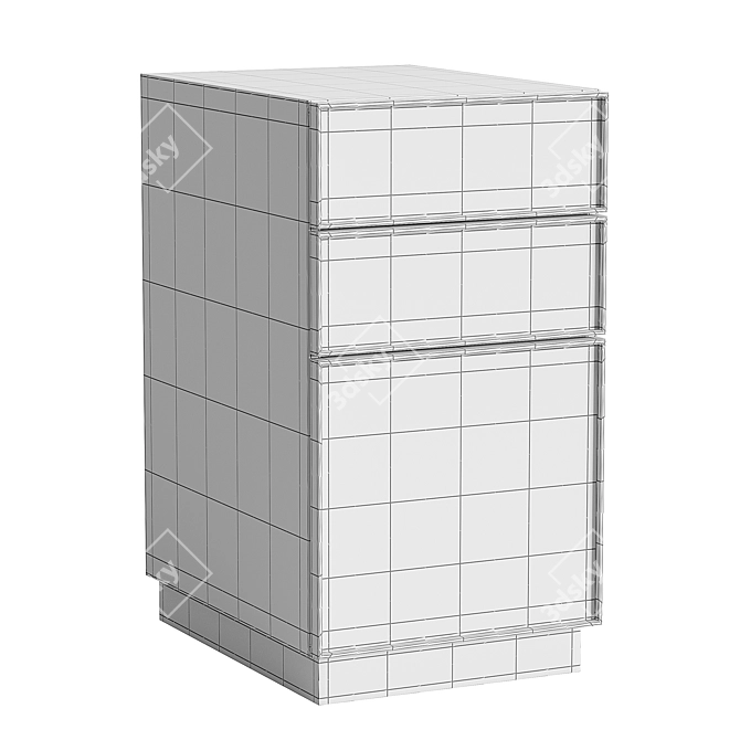 Sleek Steel 3 Drawer File 3D model image 3