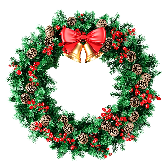 Festive Christmas Wreath 3D Model 3D model image 1