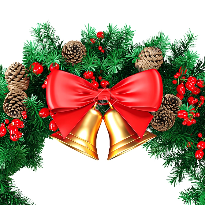 Festive Christmas Wreath 3D Model 3D model image 4