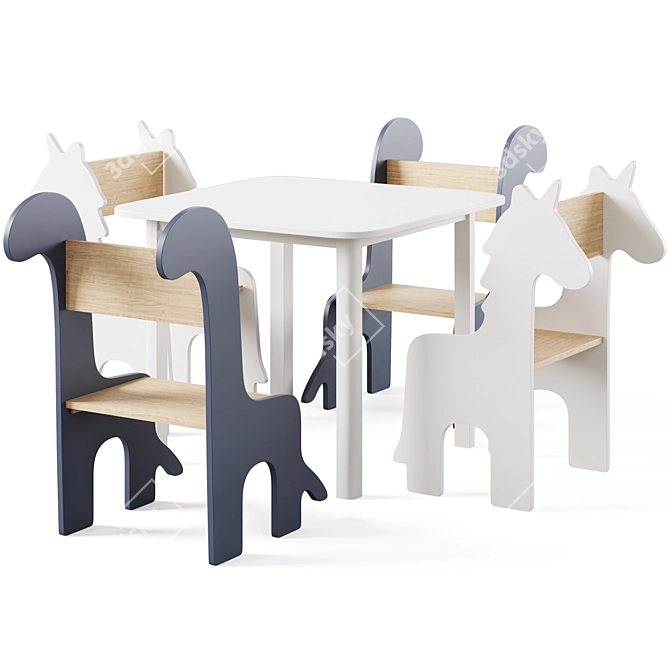 Kid's Animal Shaped Chair Set 3D model image 1