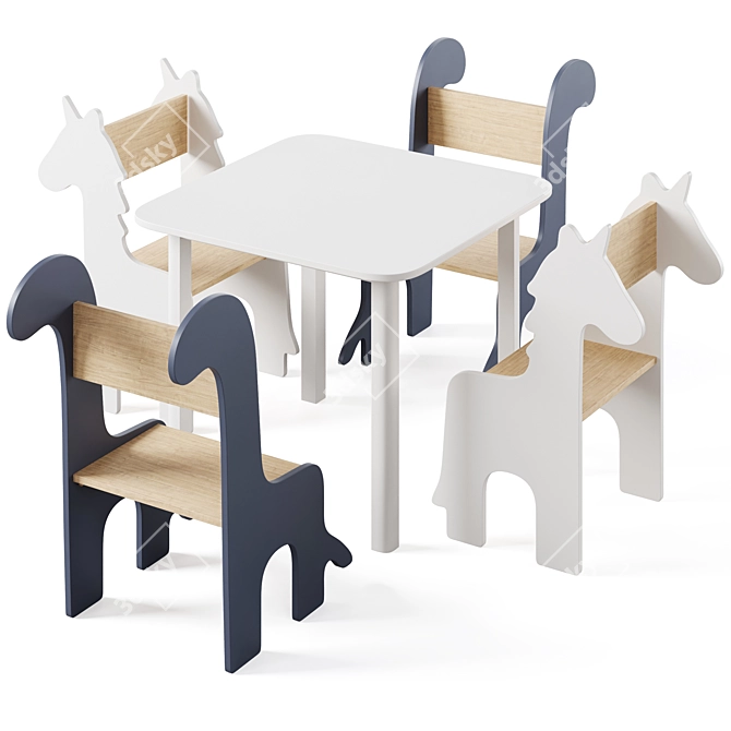 Kid's Animal Shaped Chair Set 3D model image 5