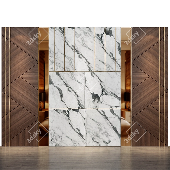 Versatile Wood Marble Mirror Panel 3D model image 1