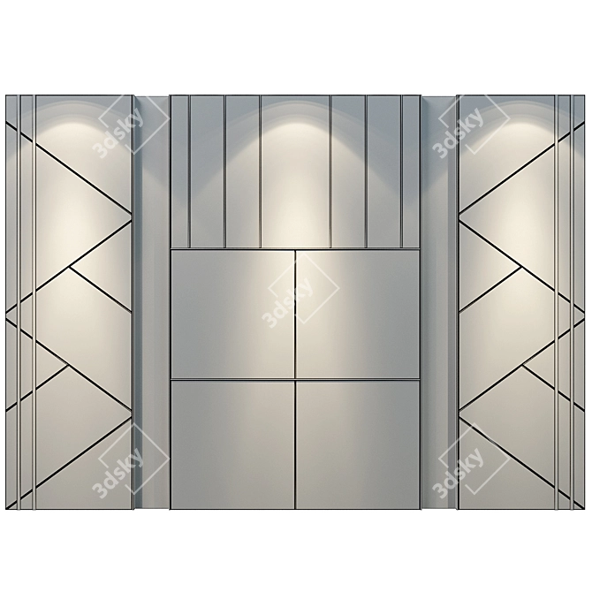 Versatile Wood Marble Mirror Panel 3D model image 2