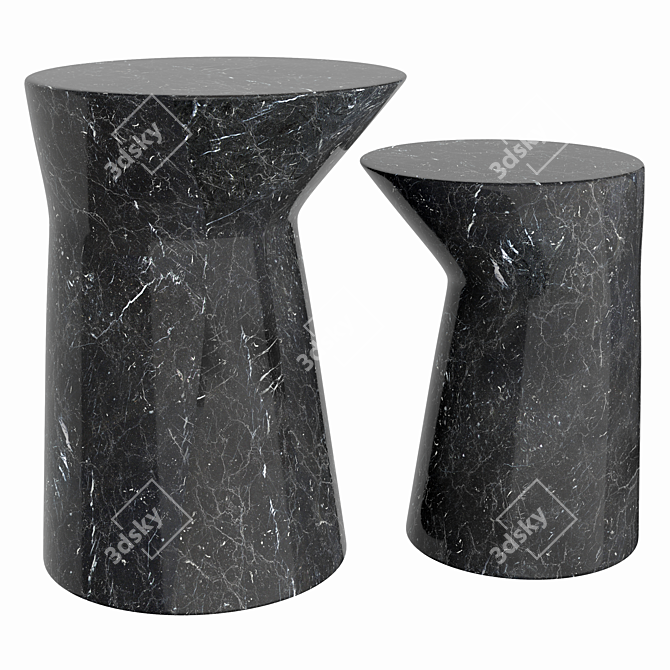 Modern Marble Side Tables Set 3D model image 1