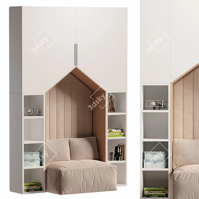 Kids Modern Bedroom Furniture Set 3D model image 1