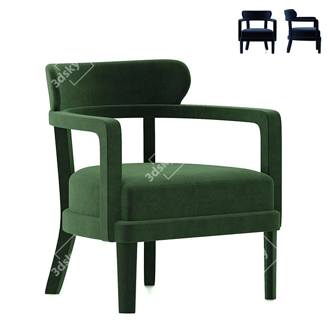 Plush Velvet Zoe Armchair: 3D Model 3D model image 1