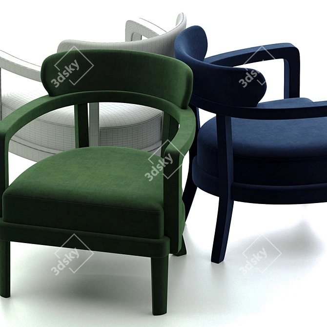 Plush Velvet Zoe Armchair: 3D Model 3D model image 2