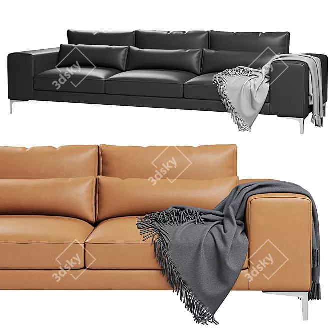 Elegant Camille 3-Seater Sofa 3D model image 2