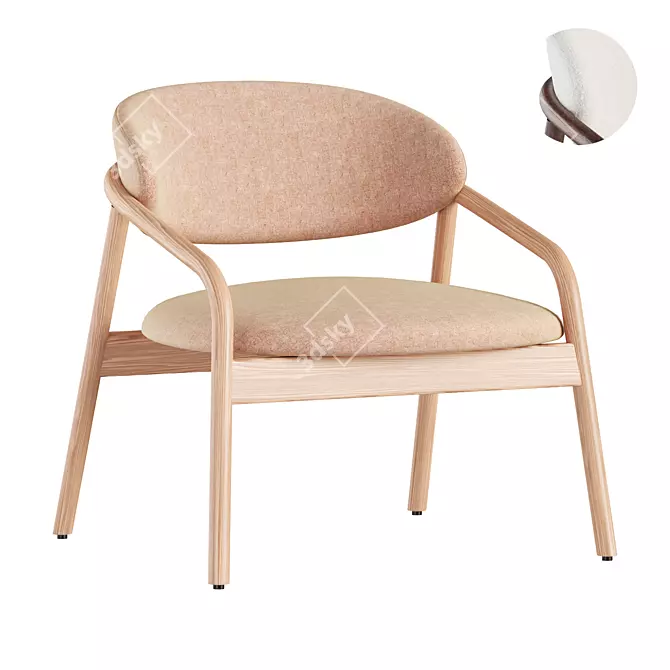  Ash & Fabric Armchair Elegance 3D model image 1