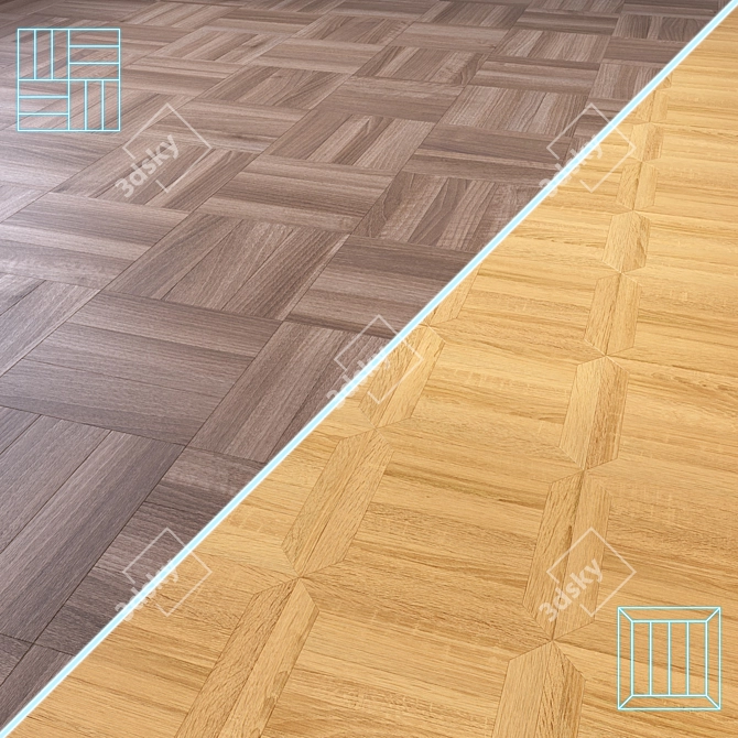 Wooden Floor 3D Model Kit 3D model image 1