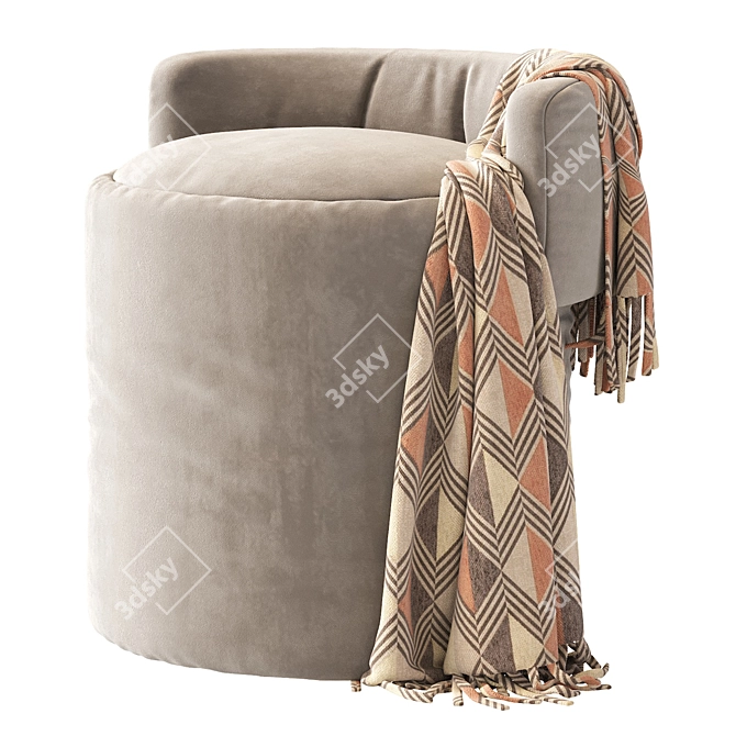 Modern Love Seat Pouf Rugiano 3D model image 4