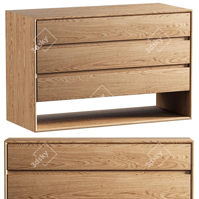 Modern Oak Chest of Drawers 3D model image 1