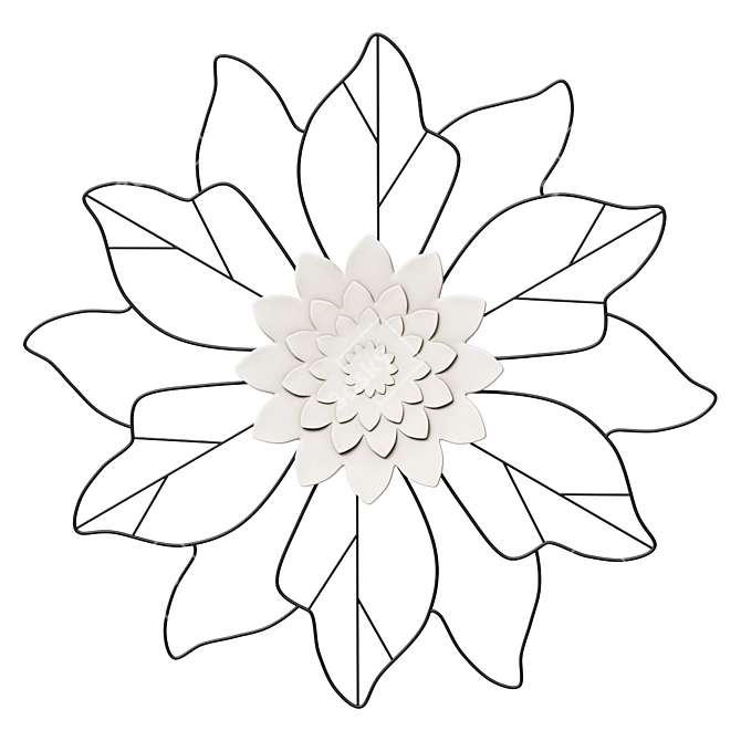 Metallic Flower White Wall Decor 3D model image 1