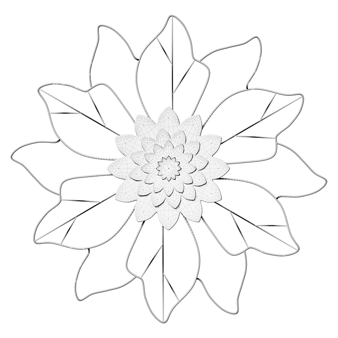 Metallic Flower White Wall Decor 3D model image 2