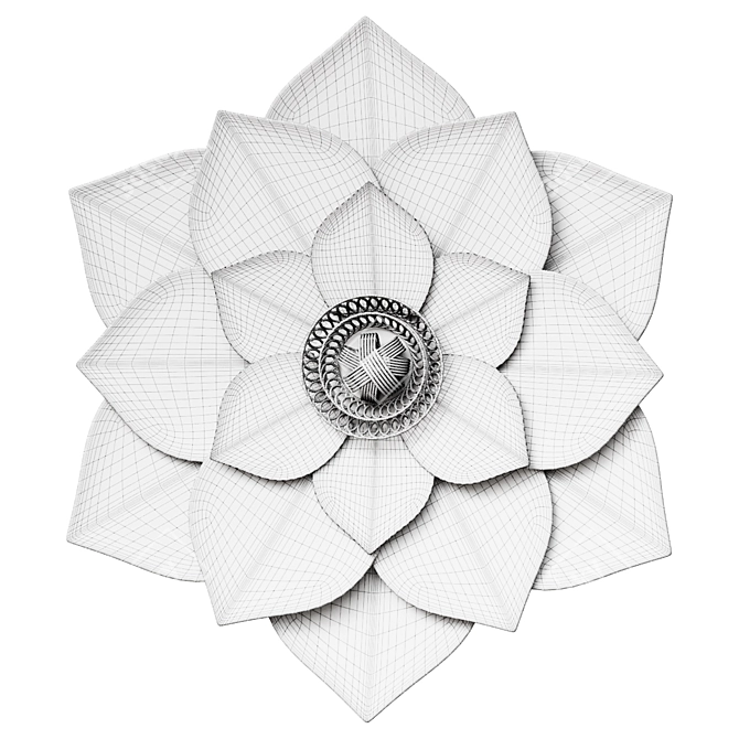 Gray Lotus Wall Decor Art 3D model image 2