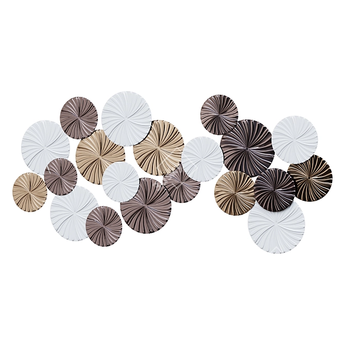 Modern Tri-Color Metal Circles Wall Decor 3D model image 1