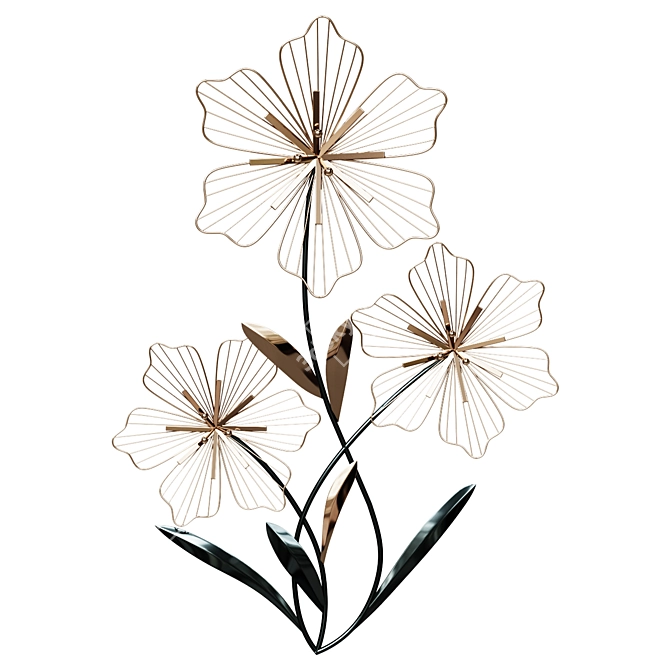 Silver Blue Tri-Flower Wall Decor 3D model image 1