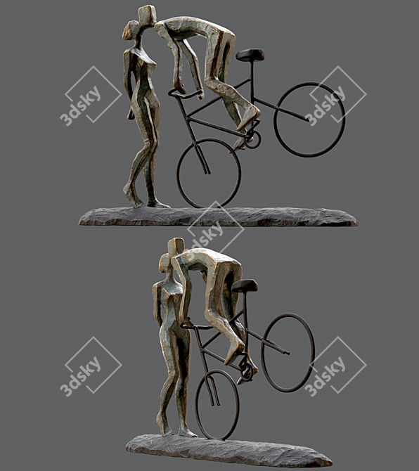 Romantic Cyclist Handmade Statue Art 3D model image 3