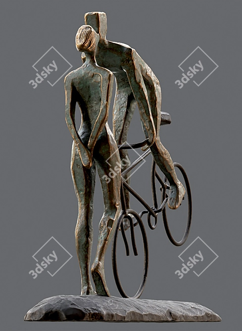 Romantic Cyclist Handmade Statue Art 3D model image 8