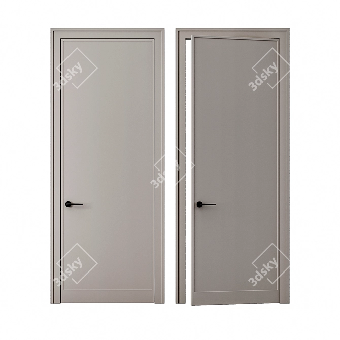 Modern Minimalist Artline 4 Door 3D model image 4