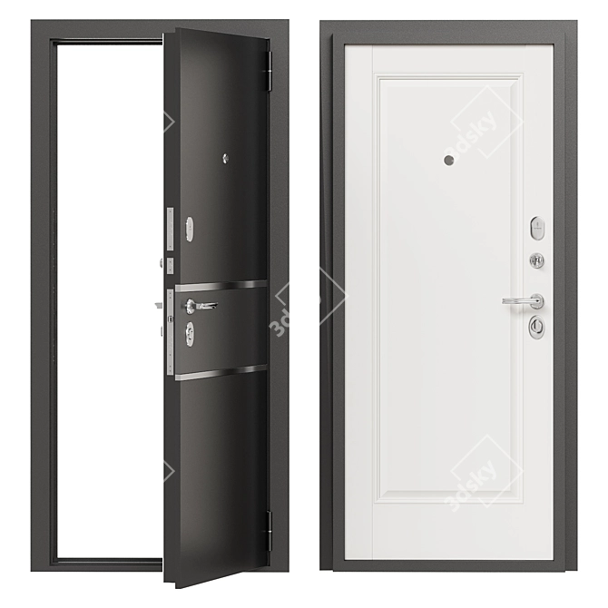 Bravo 16 Metal Entry Door 3D model image 1