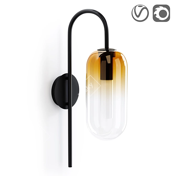 Amber Glass Wall Sconce, Linterna 3D model image 1