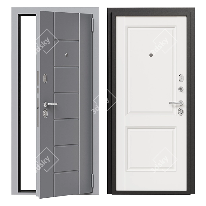 Bravo 17 Metal Entrance Door 3D model image 1