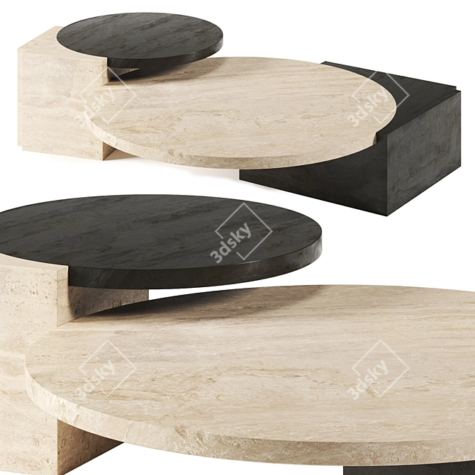 Elegant Stone Tribeca Table Set 3D model image 1