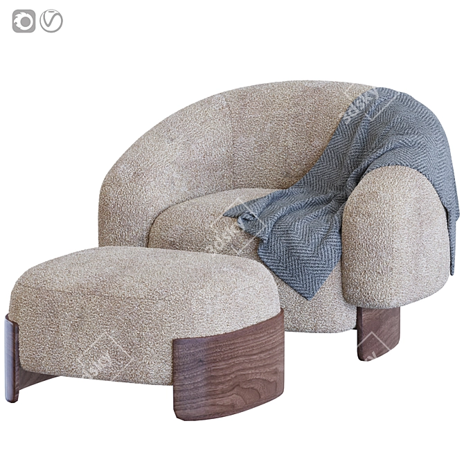  Betty Fabric Armchair and Footstool 3D model image 6