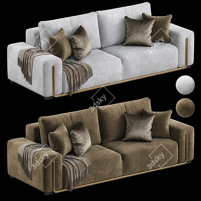 Stylish Gray Sofa Settee Solution 3D model image 2