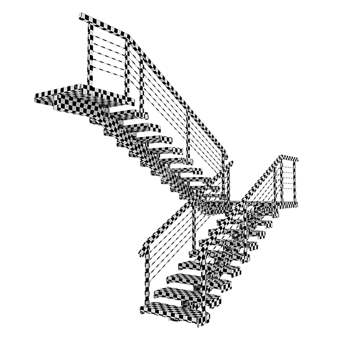 Wooden Loft Style Staircase 3D model image 3