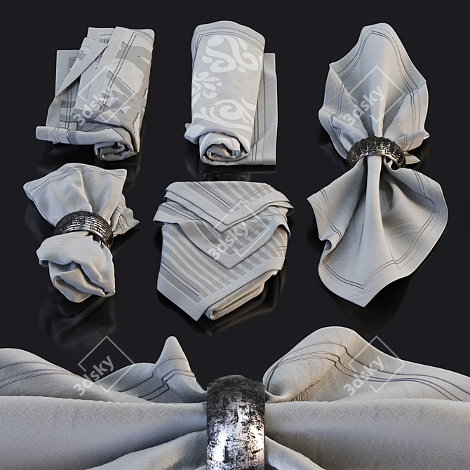 Table Napkin Set For Serving 3D model image 2