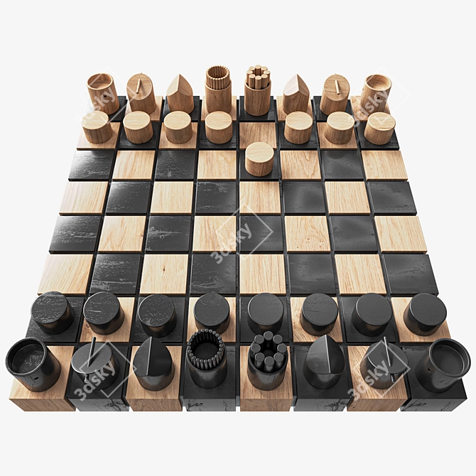 Wooden Chess Boards Set 3D model image 2