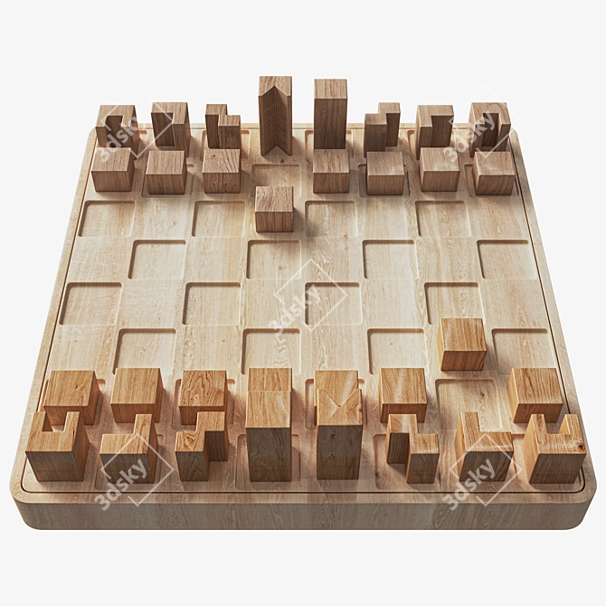 Wooden Chess Boards Set 3D model image 3