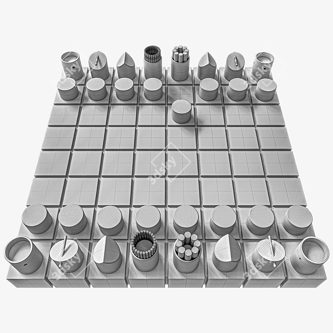 Wooden Chess Boards Set 3D model image 4