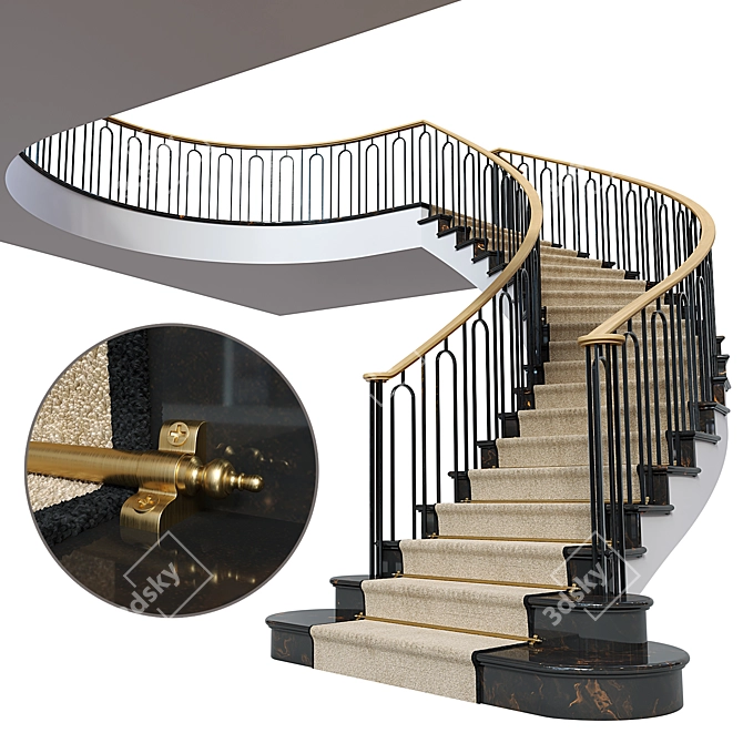 Elegant Neoclassical Staircase Design 3D model image 1