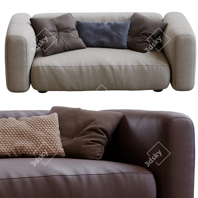 Modern Chic Two-Seater Sofa 3D model image 2