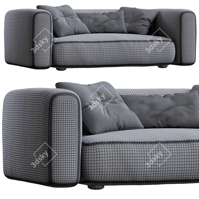 Modern Chic Two-Seater Sofa 3D model image 6