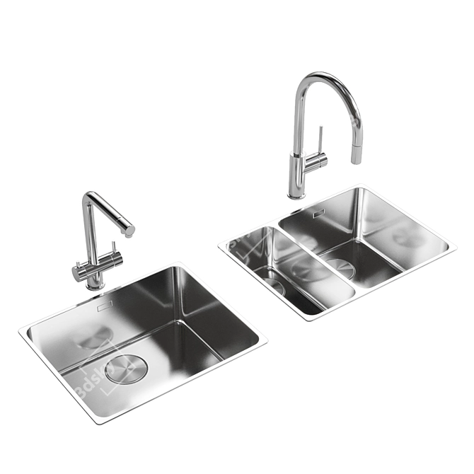 Mythos Myx Steel Sink Duo 3D model image 3