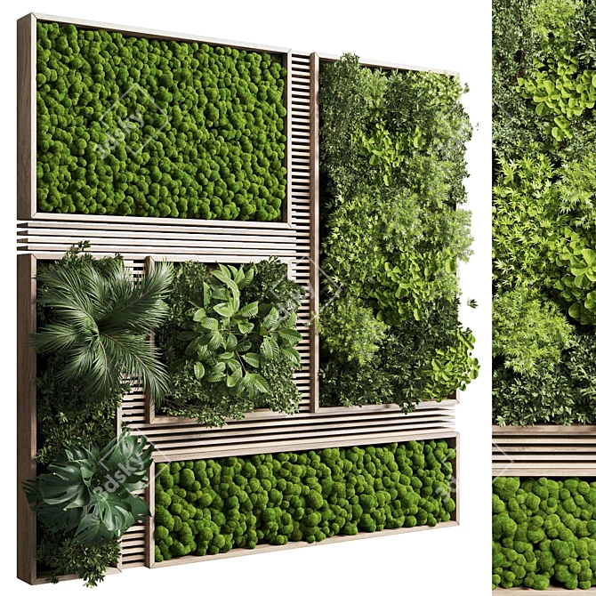 Wooden Frame Moss Vertical Wall Garden 3D model image 1